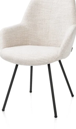 Mats, armstoel 4-poots - rough off black - stof Luton - Creme