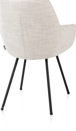 Mats, armstoel 4-poots - rough off black - stof Luton - Creme