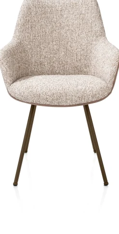 Mats, armstoel 4-poots - steelbrown - combi Pala cognac + Luton koper