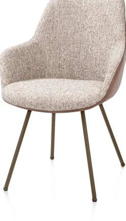 Mats, armstoel 4-poots - steelbrown - combi Pala cognac + Luton koper