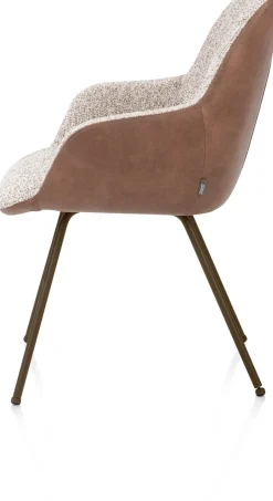 Mats, armstoel 4-poots - steelbrown - combi Pala cognac + Luton koper