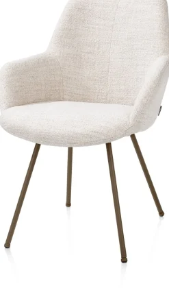 Mats, armstoel 4-poots - steelbrown - stof Luton - Creme