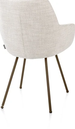 Mats, armstoel 4-poots - steelbrown - stof Luton - Creme