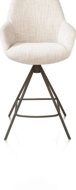 Mats, barstoel - metalen 4-pootjes - steelbrown - Luton - Creme