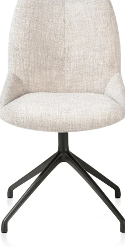 Mats, eetkamerstoel - draaibaar - rough off black - Luton - Creme
