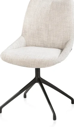 Mats, eetkamerstoel - draaibaar - rough off black - Luton - Creme