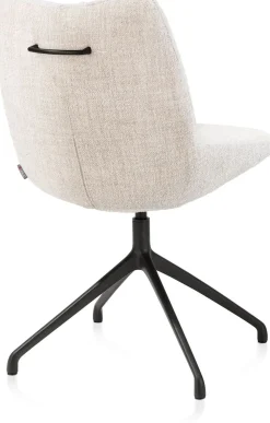 Mats, eetkamerstoel - draaibaar - rough off black - Luton - Creme