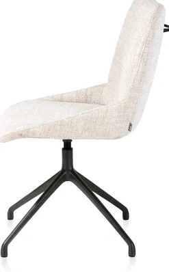 Mats, eetkamerstoel - draaibaar - rough off black - Luton - Creme