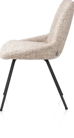 Mats, eetkamerstoel - 4-pootjes - rough off black - Luton - koper