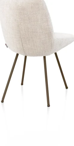 Mats, eetkamerstoel - 4-pootjes - steelbrown - Luton - Creme