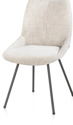 Mats, eetkamerstoel - 4-pootjes - grafiet - Luton - Creme