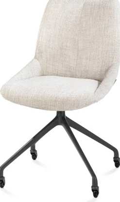 Mats, eetkamerstoel - wielen - grafiet - Luton - Creme