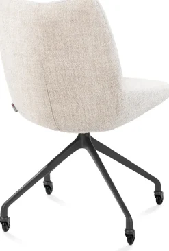 Mats, eetkamerstoel - wielen - grafiet - Luton - Creme