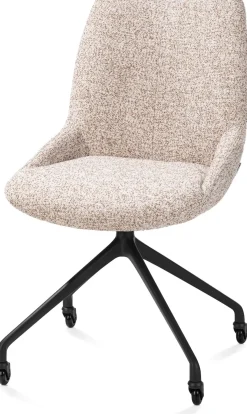 Mats, eetkamerstoel - wielen - rough off black - Luton - koper