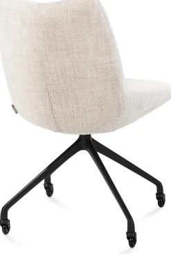 Mats, eetkamerstoel - wielen - rough off black - Luton - Creme