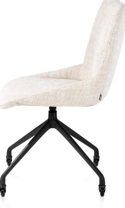 Mats, eetkamerstoel - wielen - rough off black - Luton - Creme