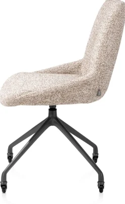 Mats, eetkamerstoel - wielen - grafiet - Luton - koper