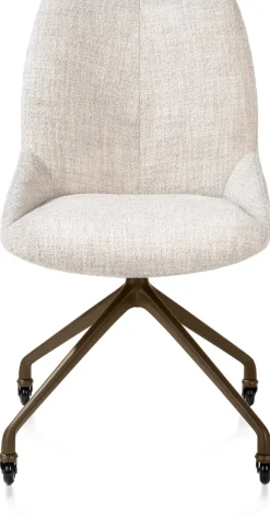 Mats, eetkamerstoel - wielen - steelbrown - Luton - Creme