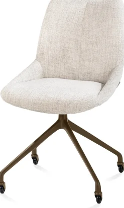 Mats, eetkamerstoel - wielen - steelbrown - Luton - Creme