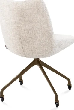 Mats, eetkamerstoel - wielen - steelbrown - Luton - Creme
