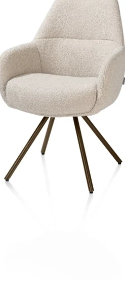Mavis, armstoel met draaifunctie, incl. pocket, stof Cloudy, frame steel brown - beige
