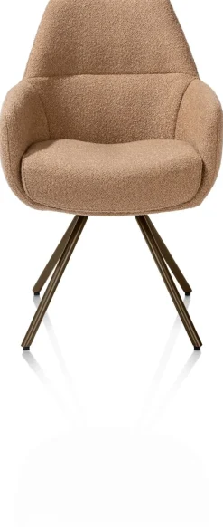 Mavis, armstoel met draaifunctie, incl. pocket, stof Cloudy, frame steel brown - Okergeel