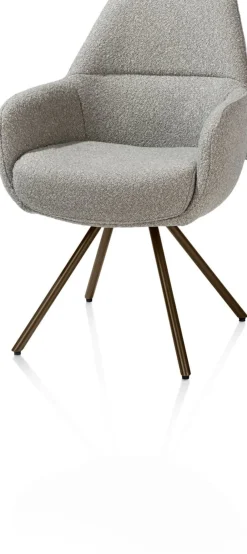 Mavis, armstoel met draaifunctie, incl. pocket, stof Cloudy, frame steel brown - Olijf