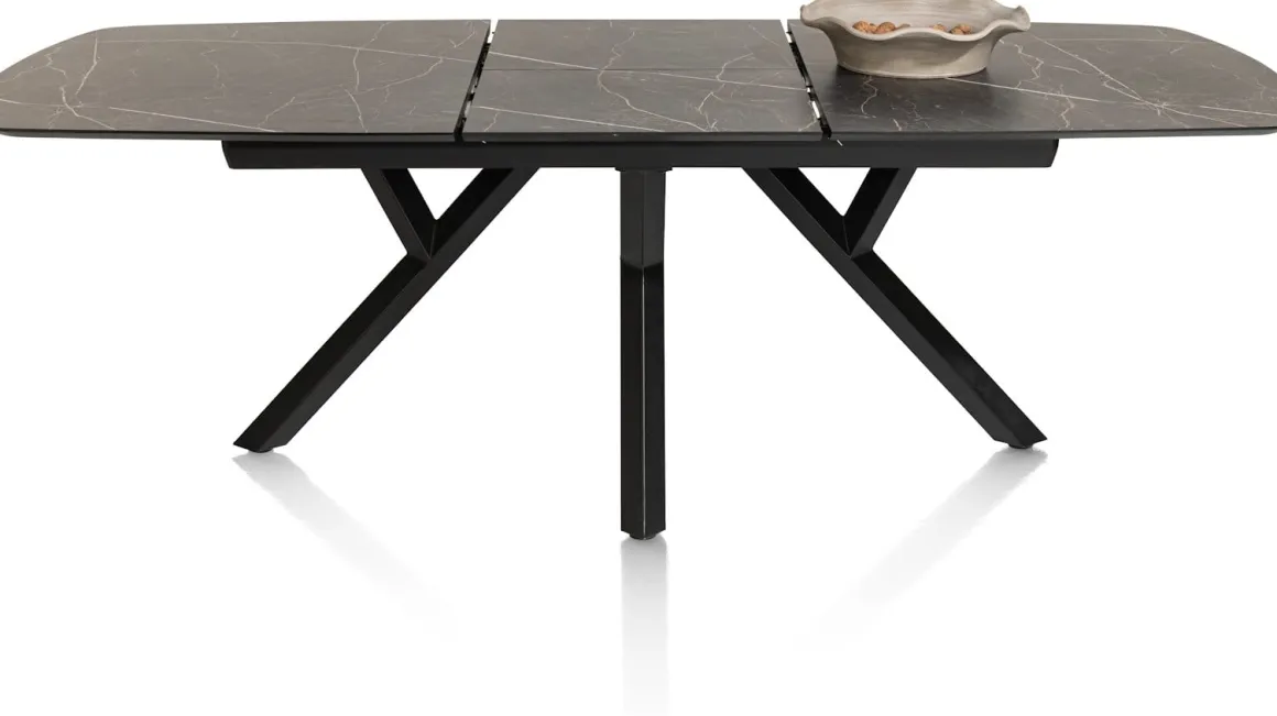 MINATO uitschuiftafel - ovaal - 180 (+ 60) x 110 cm - marmerlook