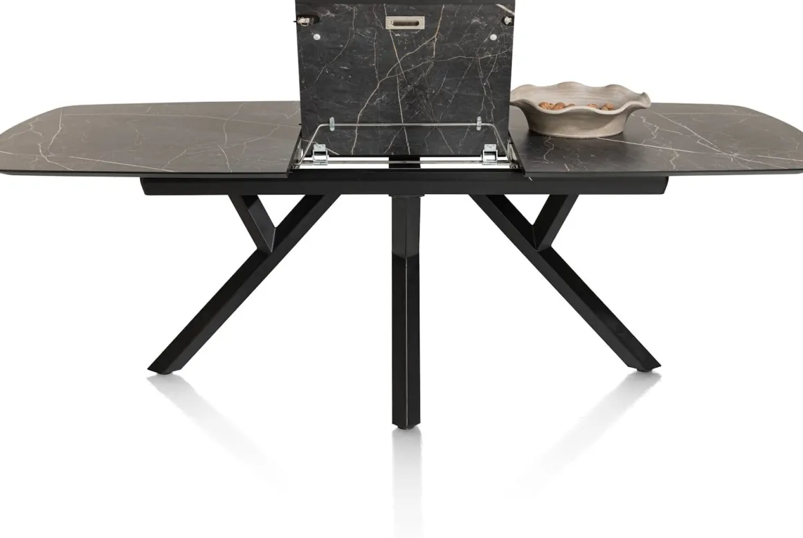 MINATO uitschuiftafel - ovaal - 180 (+ 60) x 110 cm - marmerlook