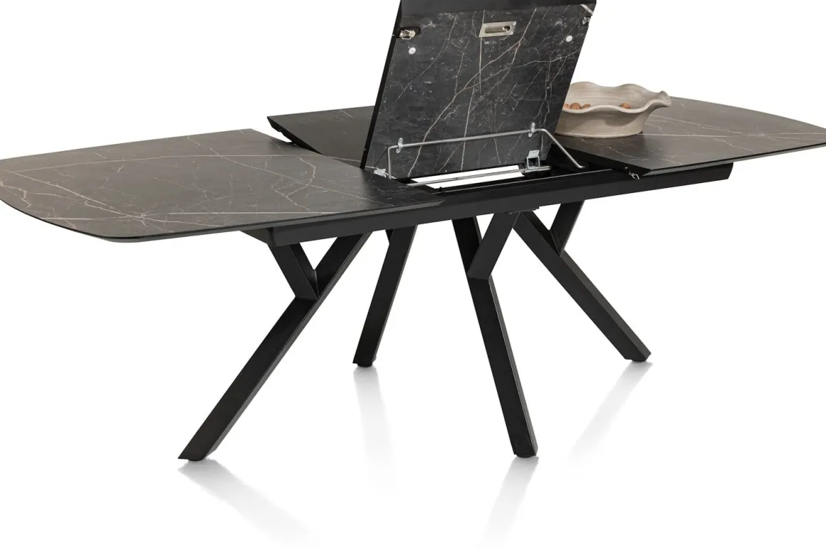 MINATO uitschuiftafel - ovaal - 180 (+ 60) x 110 cm - marmerlook