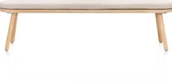 Niora, bank 200x43cm - massief eiken - houten pootjes - inclusief kussen