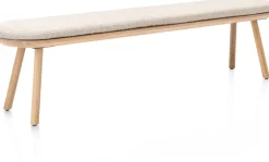 Niora, bank 200x43cm - massief eiken - houten pootjes - inclusief kussen