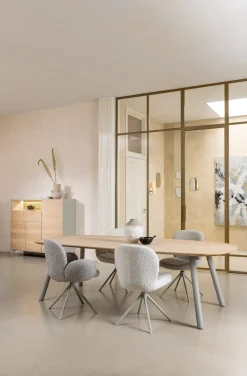 NIORA eetkamertafel 270 x 120 cm - deens ovaal - zijdegrijs