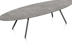 NIORA salontafel 150 x 50 cm - HPL marmer licht grijs - grafiet