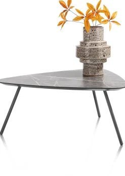 NIORA salontafel 85 x 77 cm - HPL marmer licht grijs - grafiet