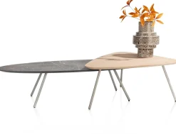 NIORA salontafel 150 x 50 cm - HPL marmer licht grijs