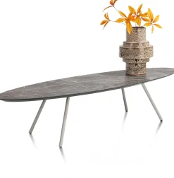NIORA salontafel 150 x 50 cm - HPL marmer licht grijs