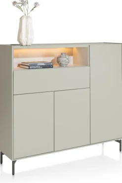 NOON dressette 148 cm - 3-deuren + 1-lade + 1-niche (+ LED)
