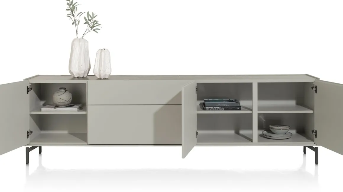 NOON dressoir 240 cm - 3-deuren + 2-laden - lichtgrijs