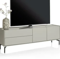 NOON lowboard 170 cm - 2-deuren + 2-laden - zijdegrijs