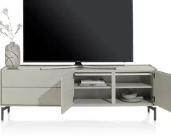 NOON lowboard 170 cm - 2-deuren + 2-laden - zijdegrijs