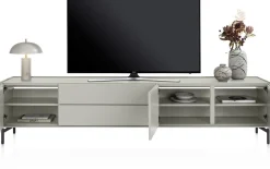 Noon, lowboard 240 cm - 3-deuren + 2-laden - geheel silk grey