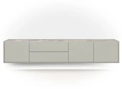 NOON lowboard 210 cm - 3-deuren + 2-laden - lichtgrijs