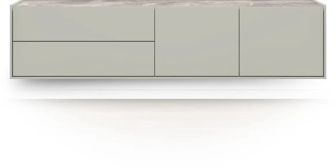 NOON lowboard 170 cm - 2-deuren + 2-laden - lichtgrijs