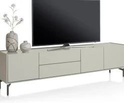 NOON lowboard 210 cm - 3-deuren + 2-laden - zijdegrijs