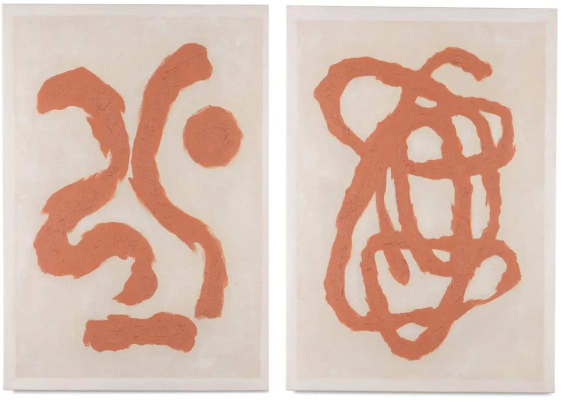 Organic Abstract schilderijen in de kleur Oranje - COCOmaison