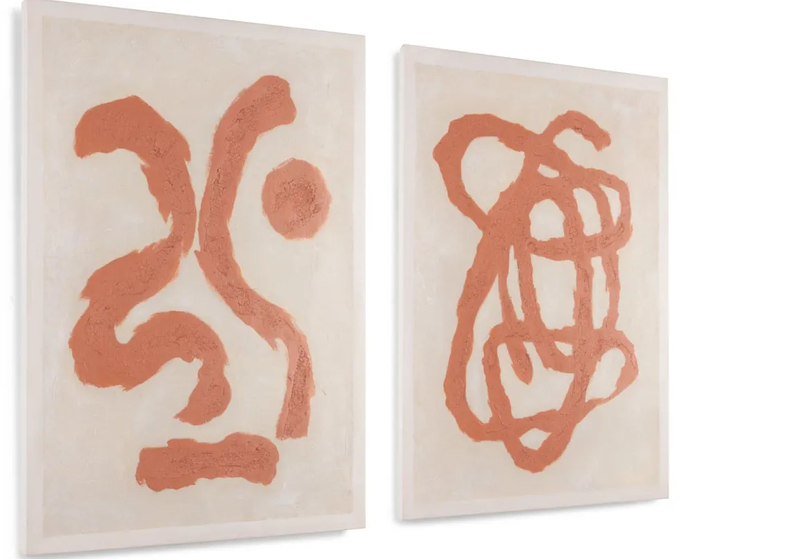 Organic Abstract schilderijen in de kleur Oranje - COCOmaison