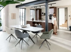 PADOVA uitschuiftafel 180 (+ 60) x 90 cm - keramiek op glas - wit