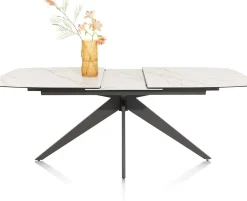 PADOVA uitschuiftafel 180 (+ 60) x 90 cm - keramiek op glas - wit