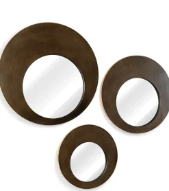 Pelle spiegel XL D80cm in de kleur Bruin - COCOmaison